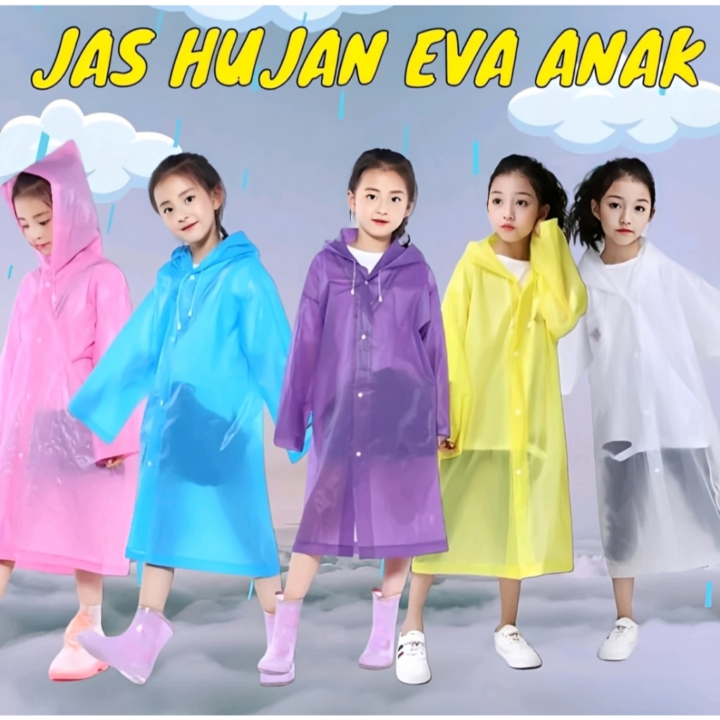Jas Hujan Eva Anak / Jas Hujan EVA Anak Polos / Jas Hujan Anak Terusan Raincot Korea