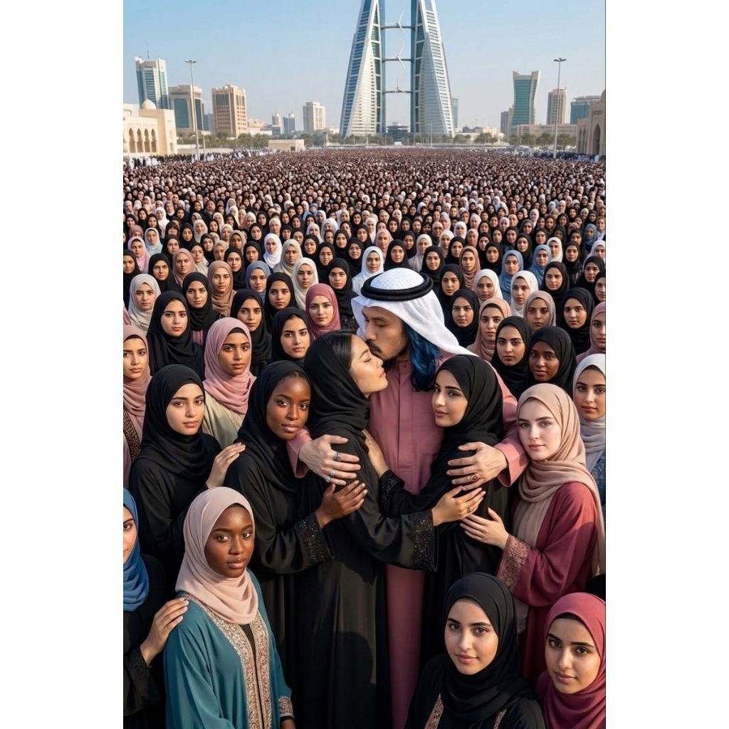 Editor Foto Profesional (Aku sedang bersama keluargaku dari sukuBahraini ibu kota Manamah Mata uang 