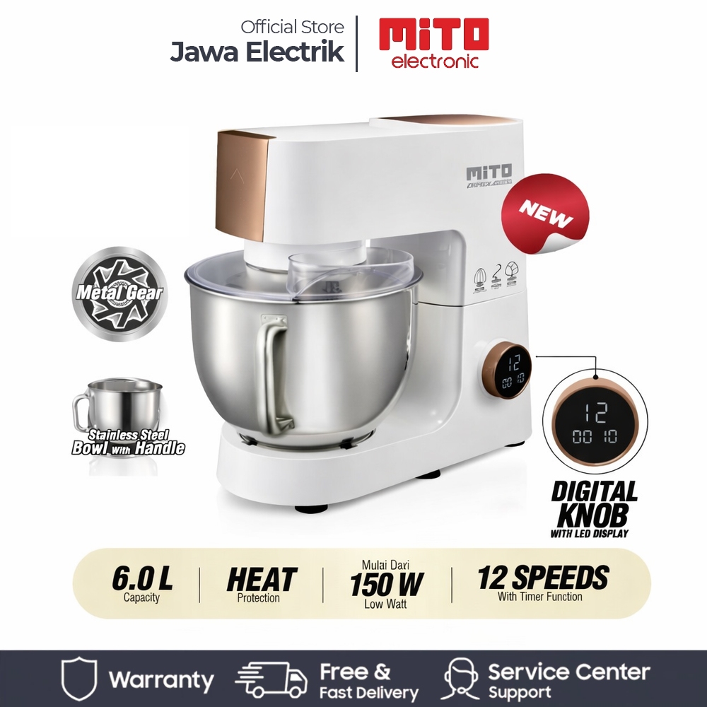 Mito Stand Mixer MX600 6 L – Pengaduk Adonan Roti & Kue, 6 Kecepatan