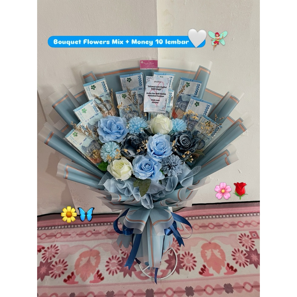 Bouquet Bunga + uang
