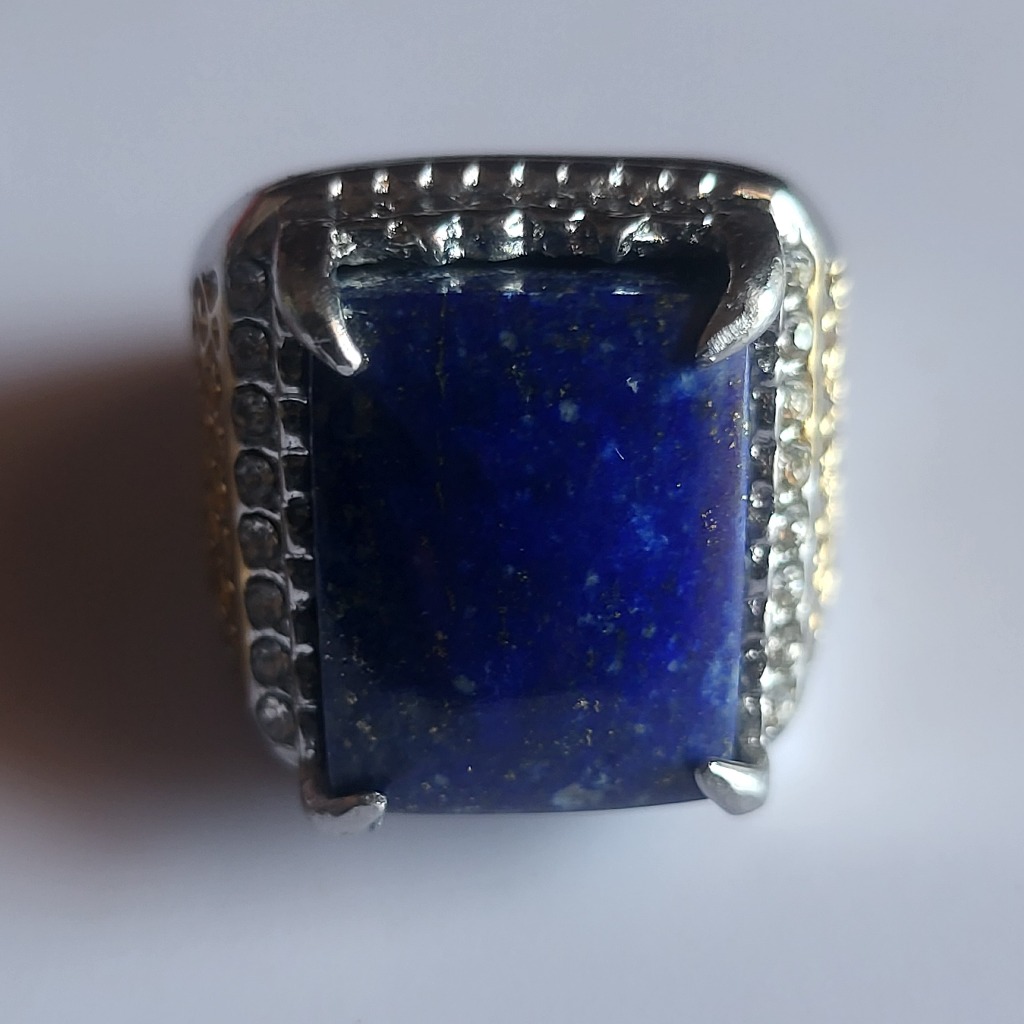 Batu Kotak Pipih Lapis Lazuli + Ring