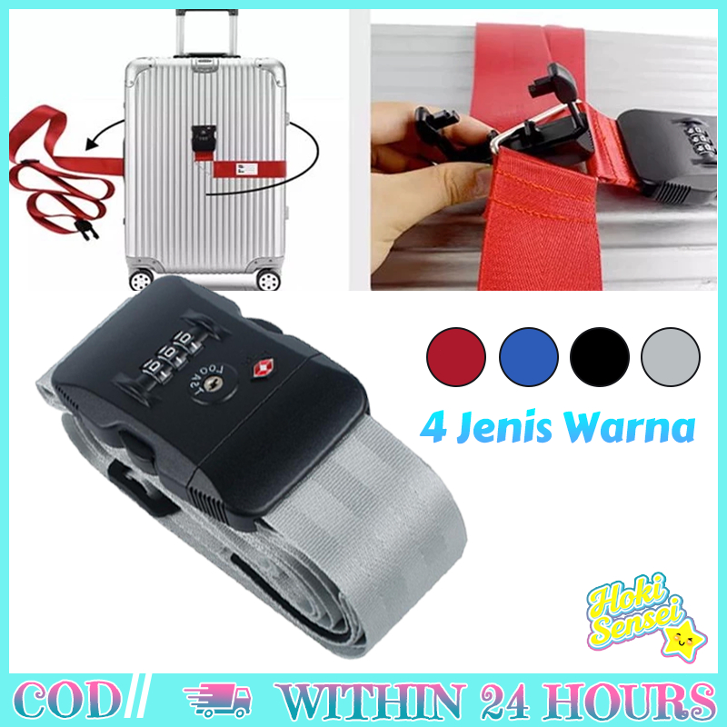 Tali Koper Silang TSA Lock Sabuk Pengikat Koper Gembok Koper Travel Luggage Strap Kuat Awet