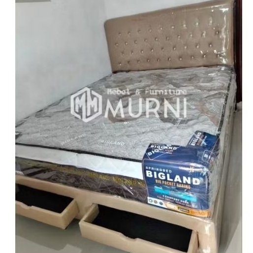 Set Dipan Laci dan Springbed Bigland Dobel Busa UK 180x200