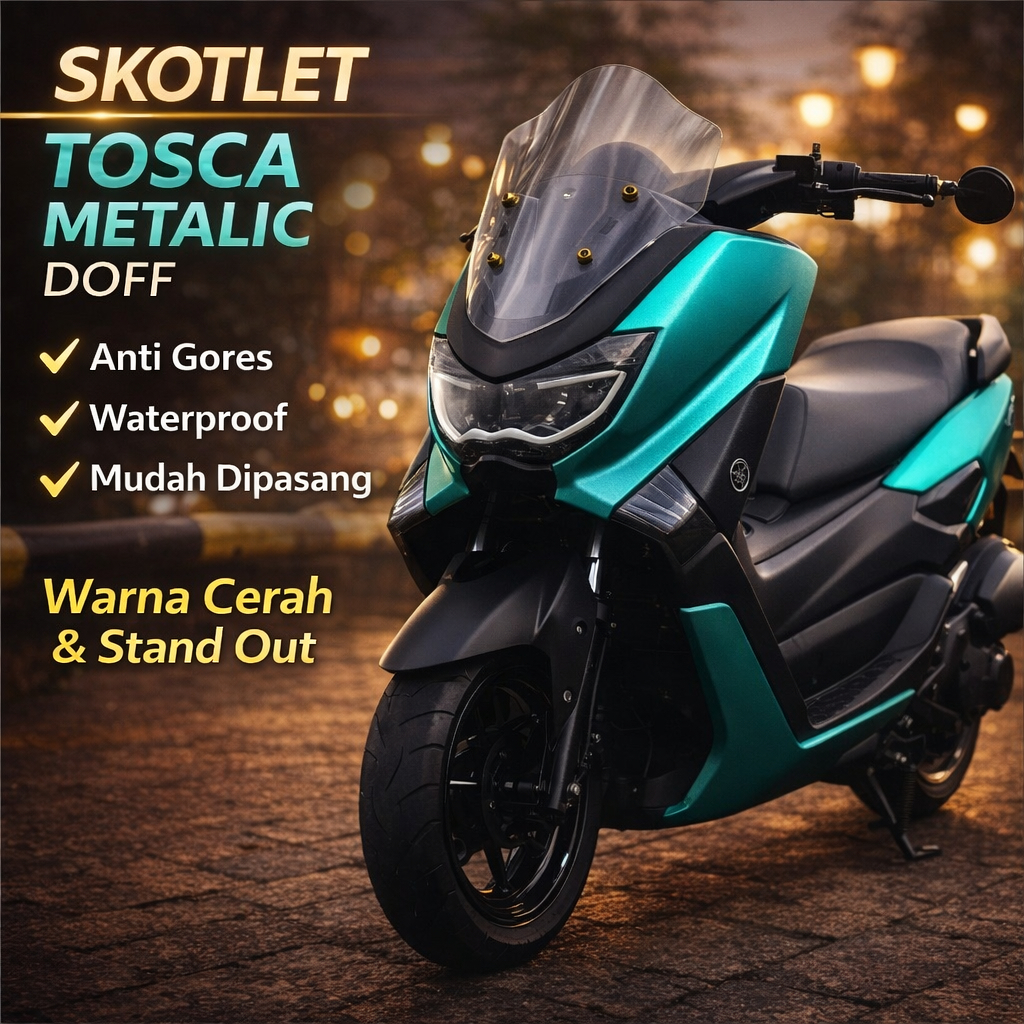Skotlet  Sticker Hijau Tosca Metalik Doff Skotlet Sticker Motor Mobil Otomotif Lebar 50cm