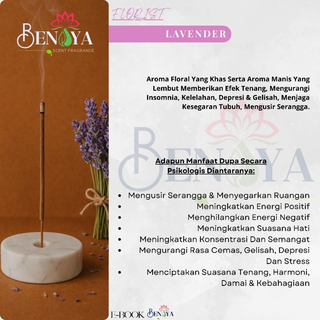BENAYA Incense Stick LAVENDER AROMATERAPI BAKAR DUPA HIO WANGI PREMIUM
