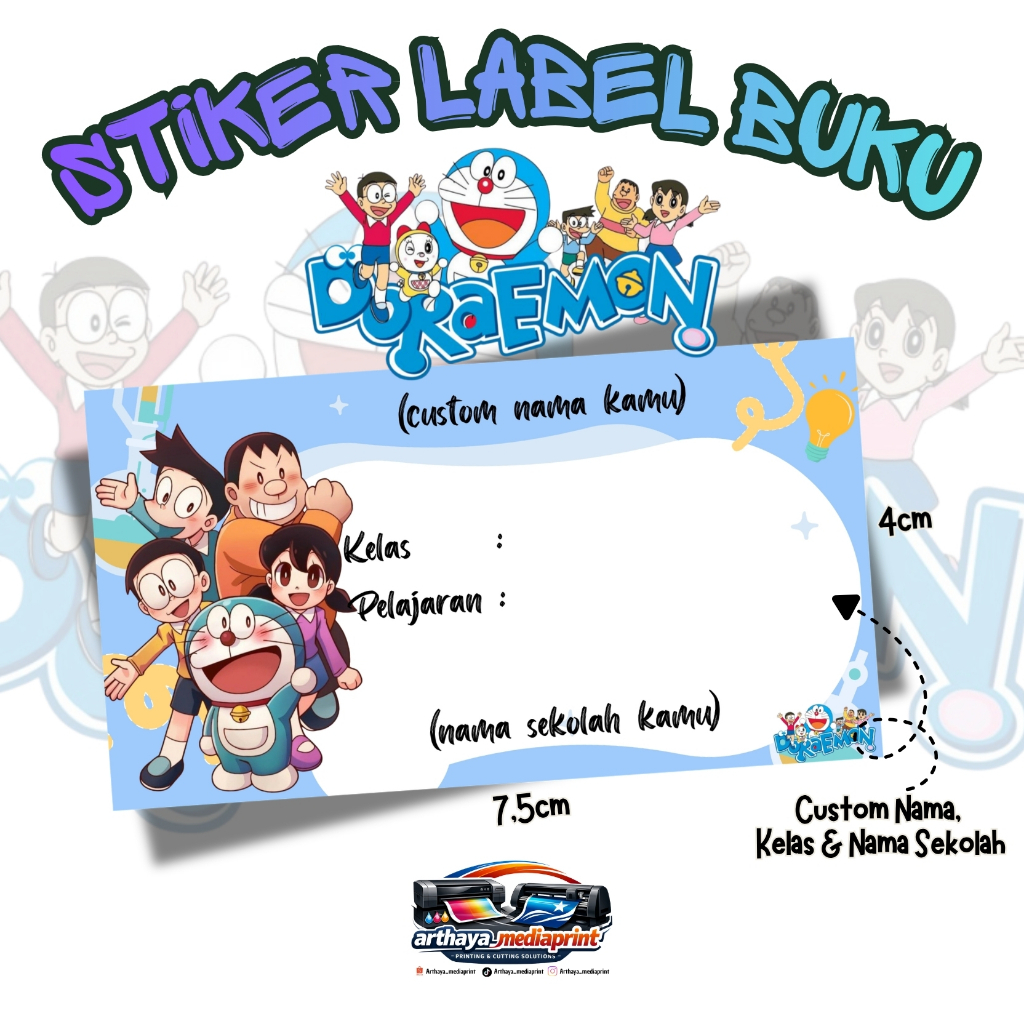 STIKER LABEL BUKU TEMA DORAEMON