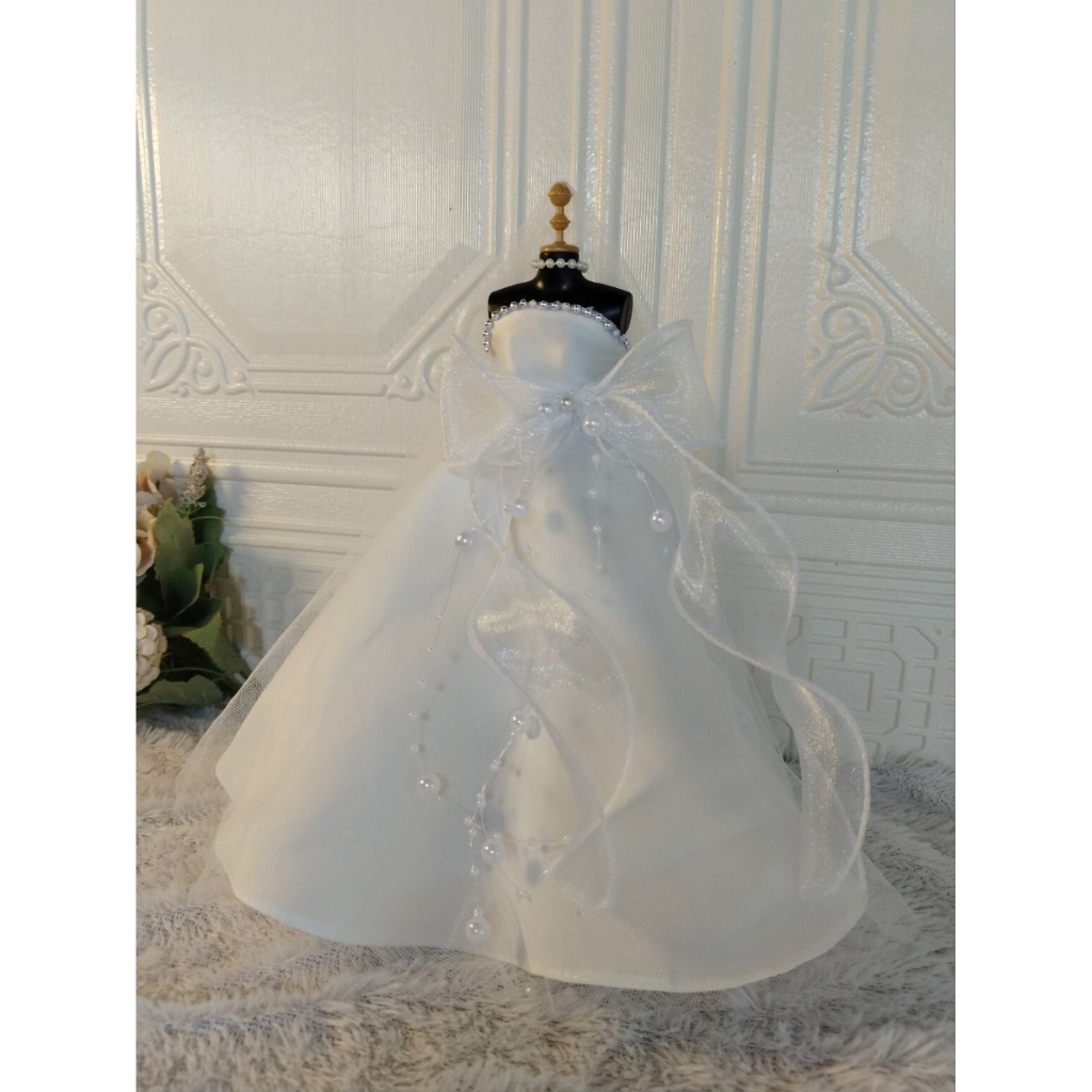 gaun boneka berbi  baju pengantin boneka berbi set manekin buat buket, seserahan ukuran 30 cm