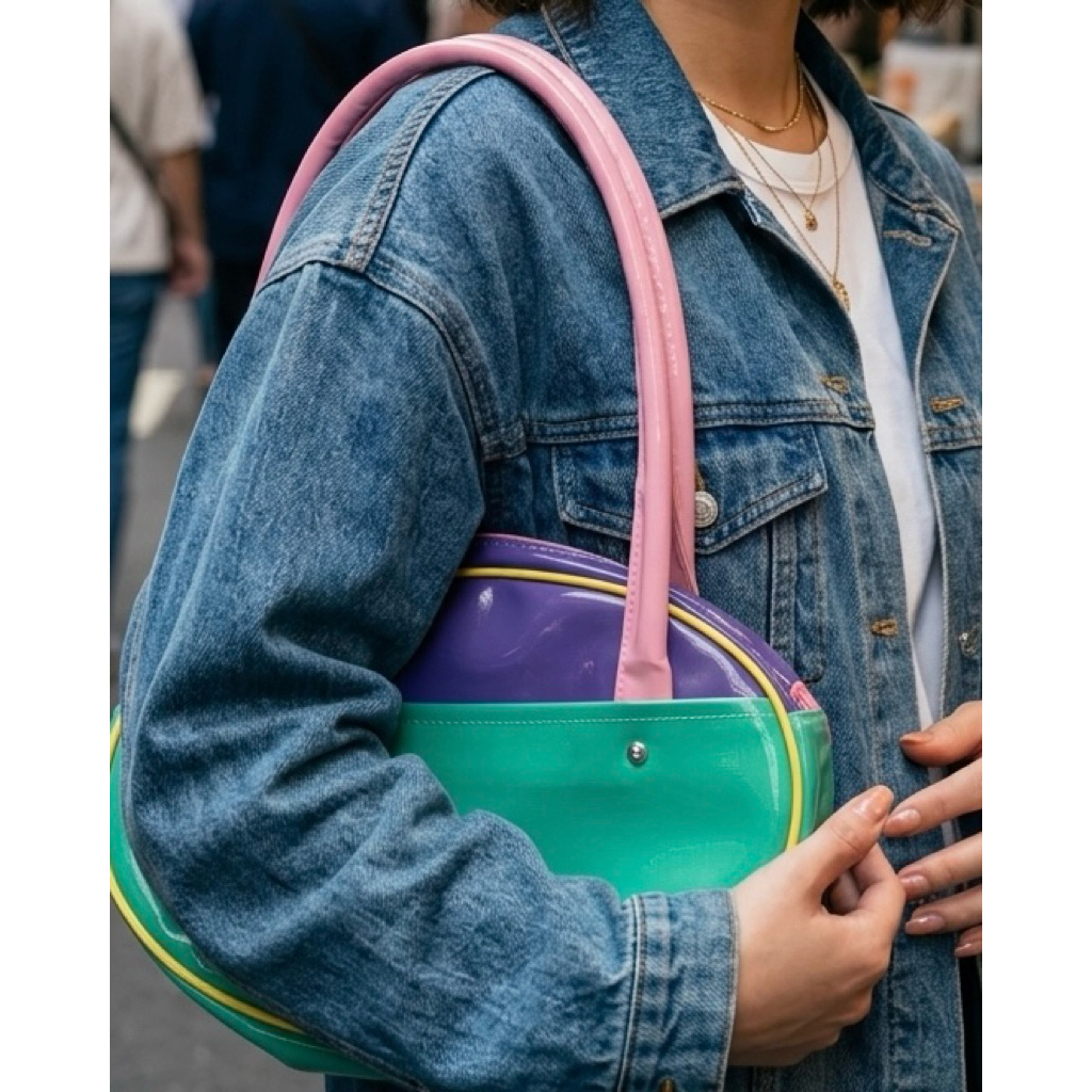 Tas Nike Vintage Y2K Retro Glossy Shoulder Bag Warna Hijau Ungu Pink Original