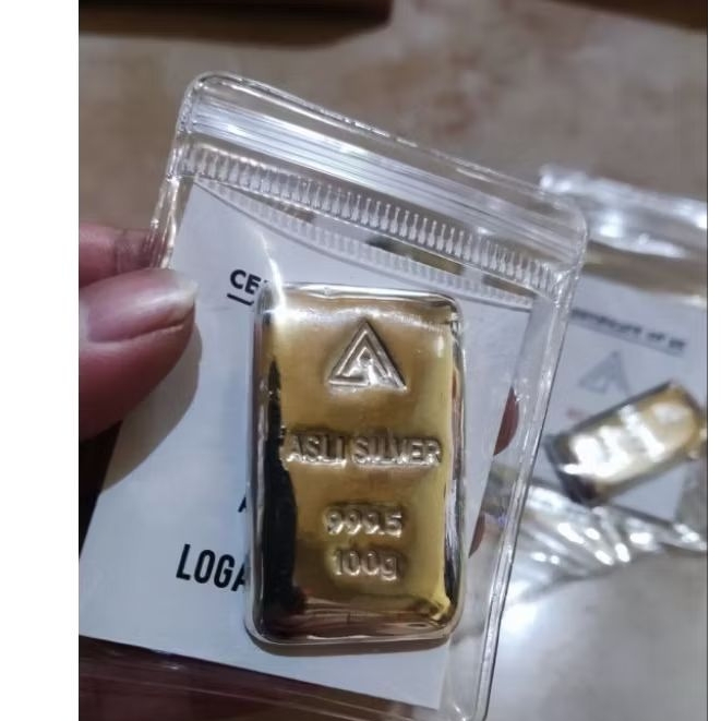 perak murni 99.9 batangan 100gr asli silver
