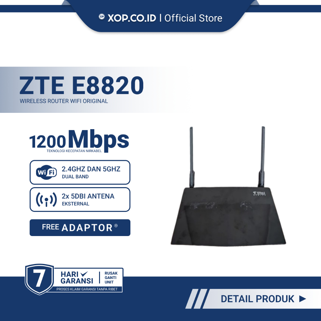 ZTE ZXHN E8820 Wireless Router WiFi 1200Mbps | Dual-Band 2.4GHz & 5GHz | 2 Antena Eksternal | Bekas 