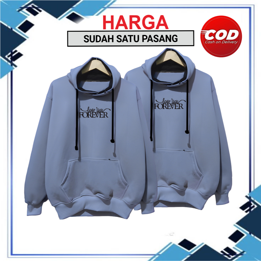 Hoodie Couple Pasangan Terbaru Bahan Katun Sweater Couple Hodi Warna Hitam