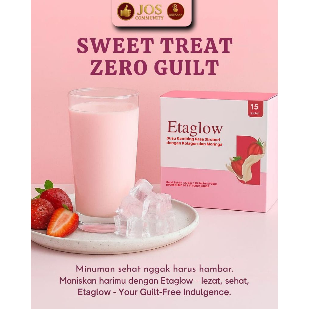 Etaglow Susu Kambing Etawa Kolagen Moringa Strawberry 15 Sachet – Minuman Collagen Drink Pemutih Kul