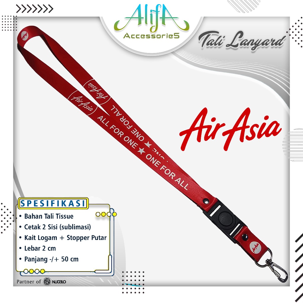 TALI LANYARD GANTUNGAN ID CARD/HP/KUNCI/DLL.. AIR ASIA