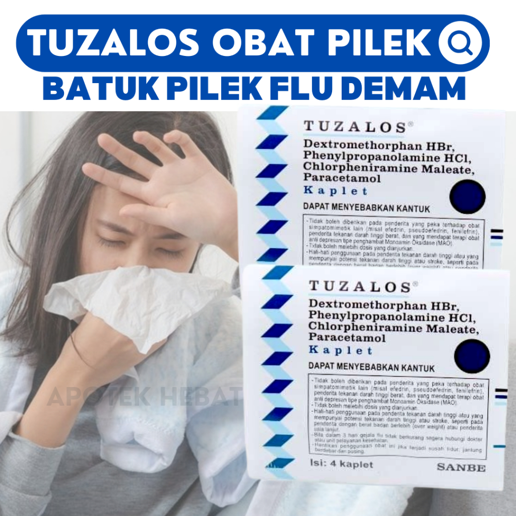 Tuzalos Obat Flu Demam Sakit Kepala Obat Pilek Batuk strip isi 4 kaplet