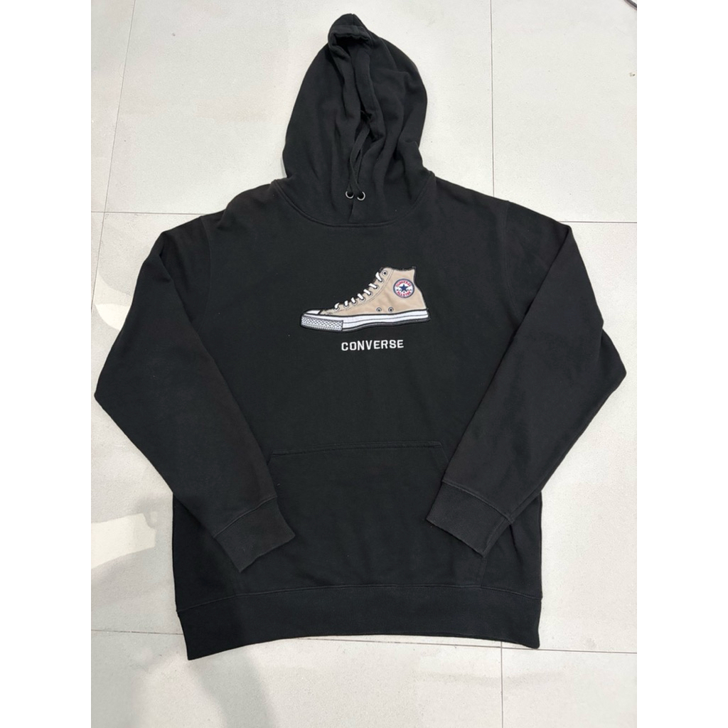 CONVERSE HOODIE BLACK SIZE L 100% ORIGINAL