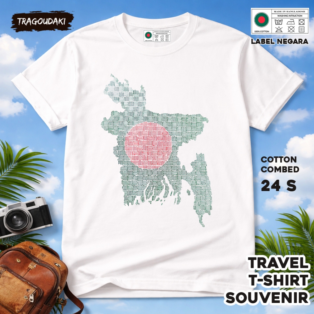 KAOS Oleh oleh BANGLADESH Baju Suvenir Tag BANGLADESH 8 bahan cotton combed 24s