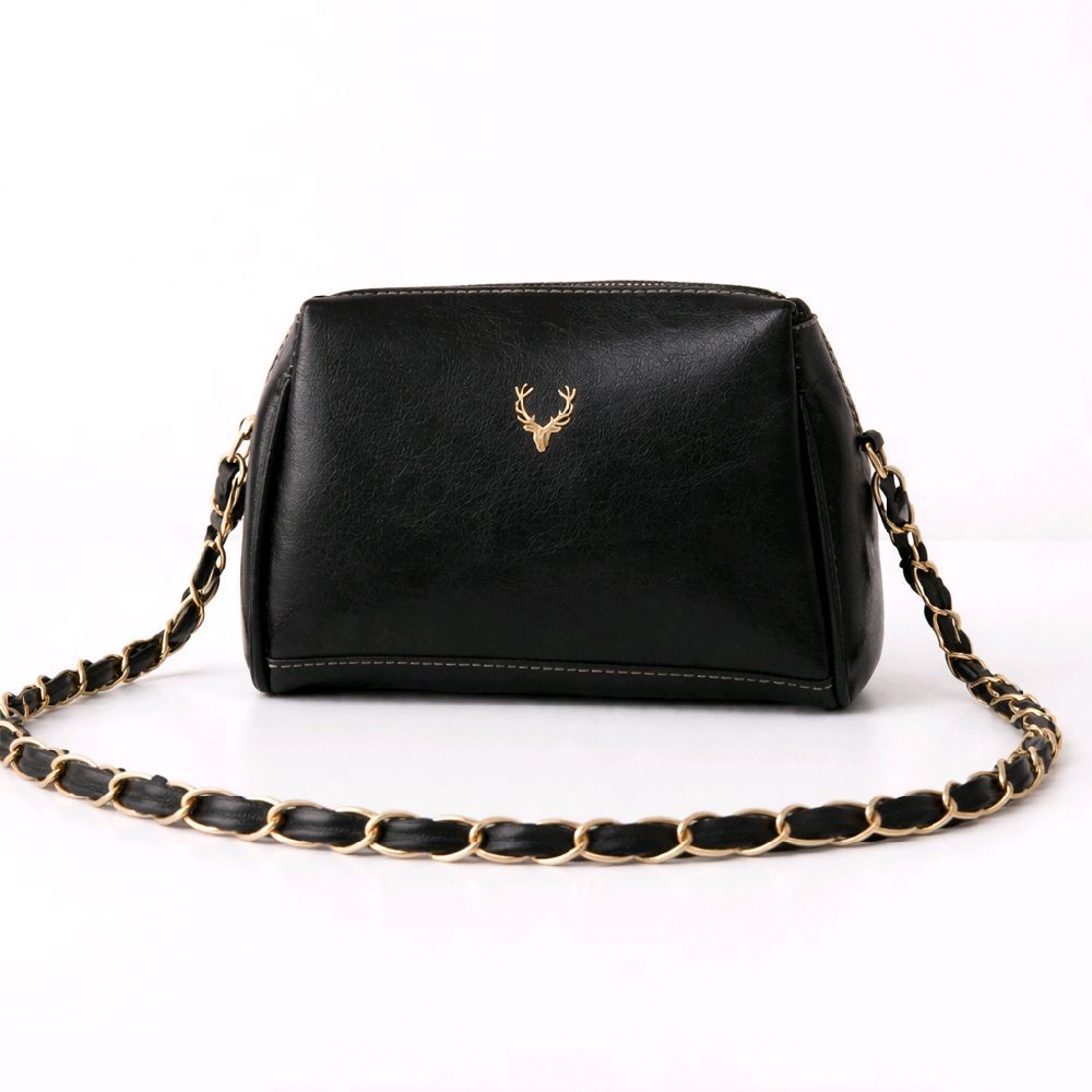 MJ_Glossi Tas Slempang Wanita Tali Rantai Anyam Putih dengan Logo Rusa Elegan dan Stylish