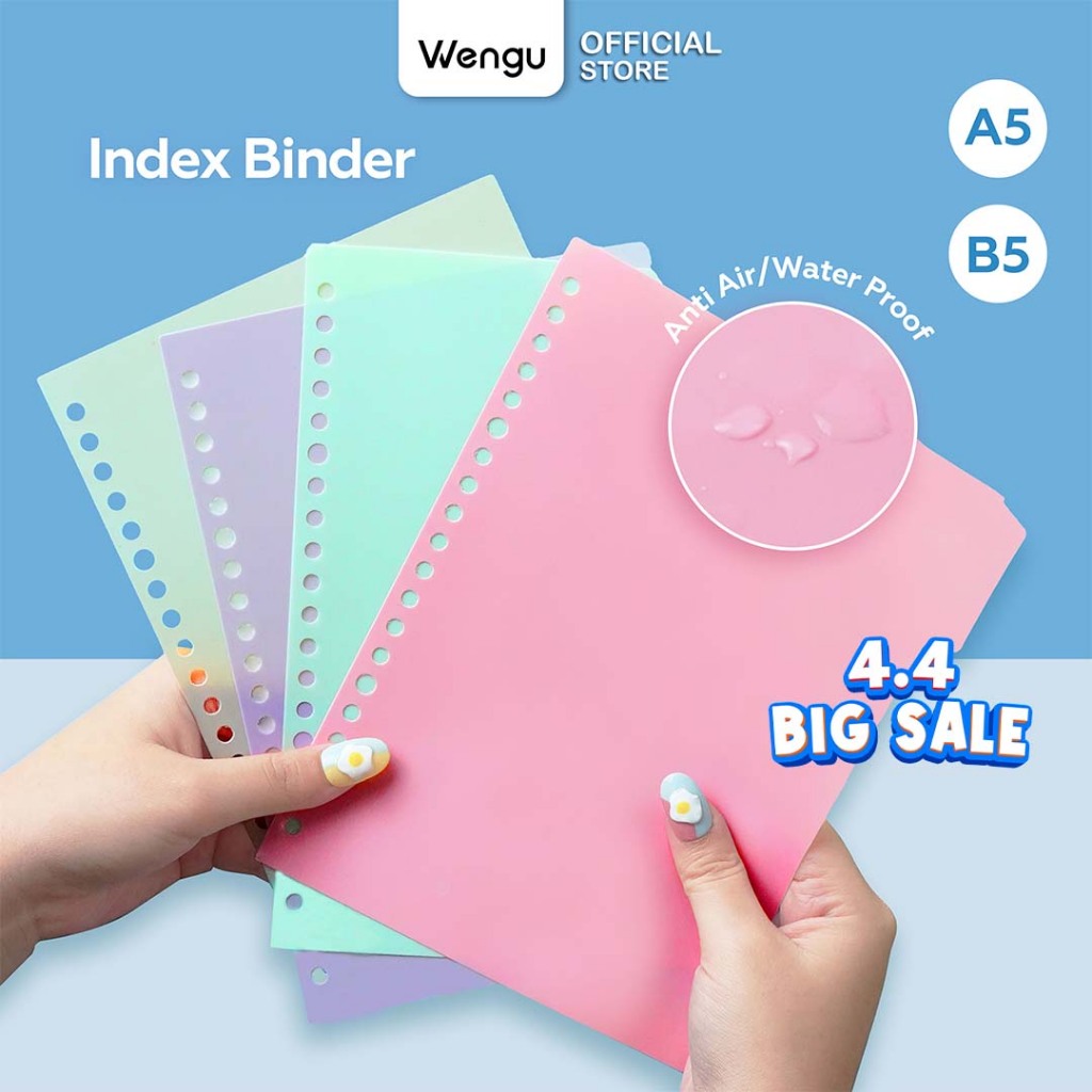 WENGU Index A5 B5 Pembatas Buku Binder Divider Warna Pastel Aesthetic A/B5-4P