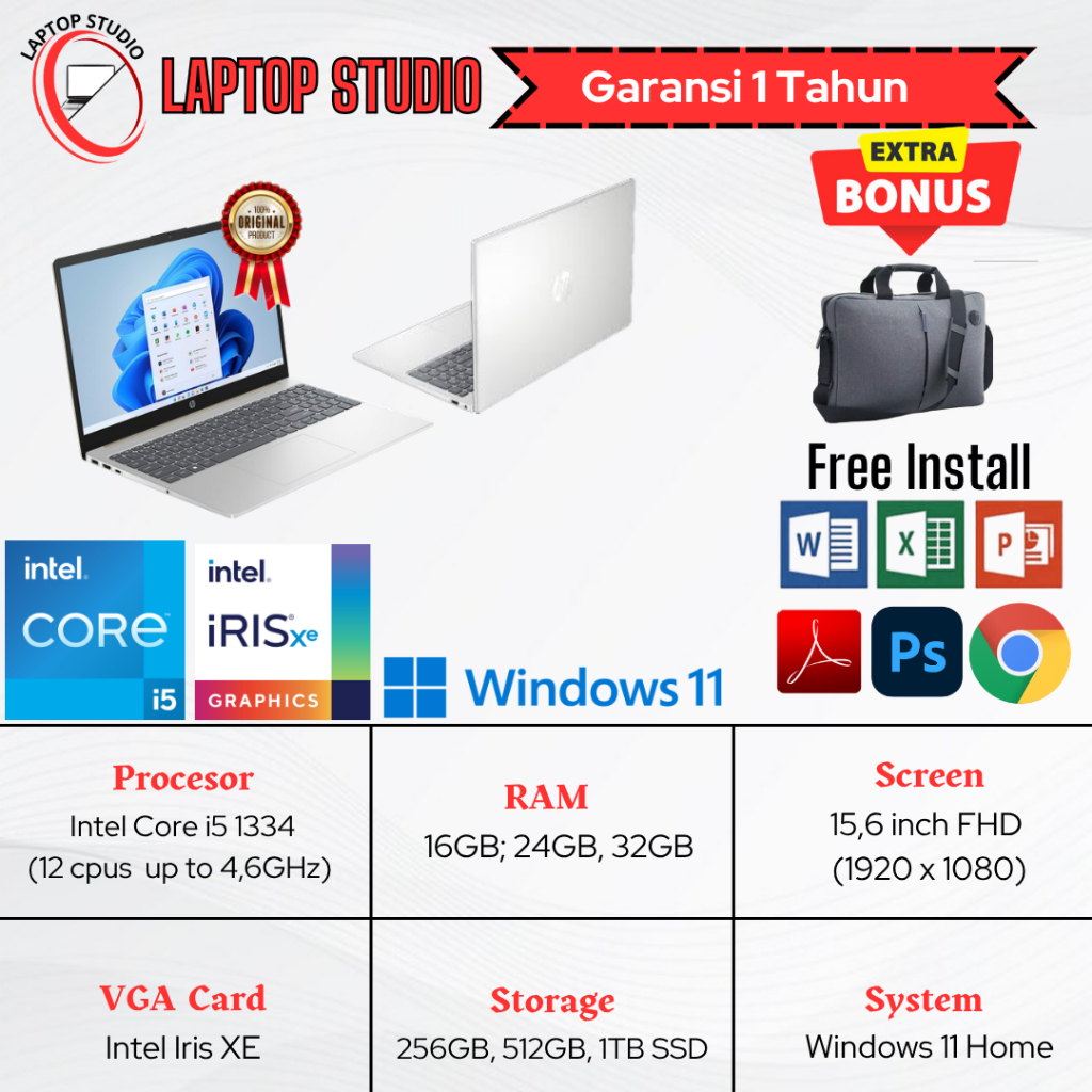 Laptop Baru HP 15  Intel Core i5 1334u(GEN 13) | Intel Core 5 120u(GEN 14) SSD