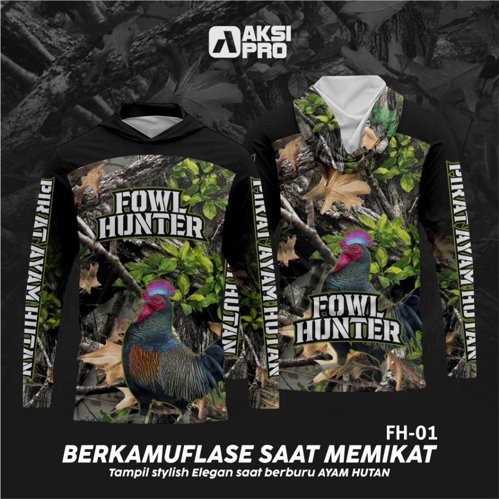 BAJU CAMO PIKAT AYAM HUTAN bisa tambah logo & Nama komunitas