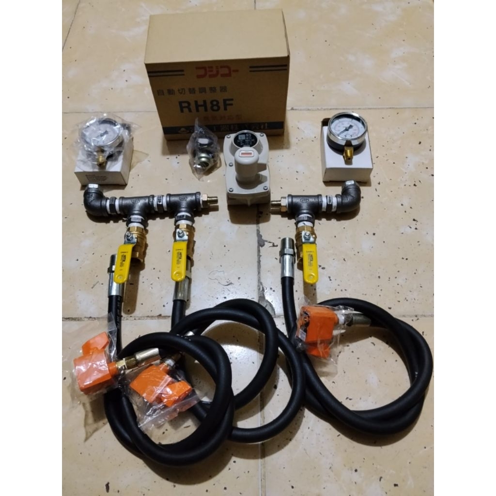 instalasi laundry gas 3tabung 12kg drat 1/2" dgn Valve kitz kuning