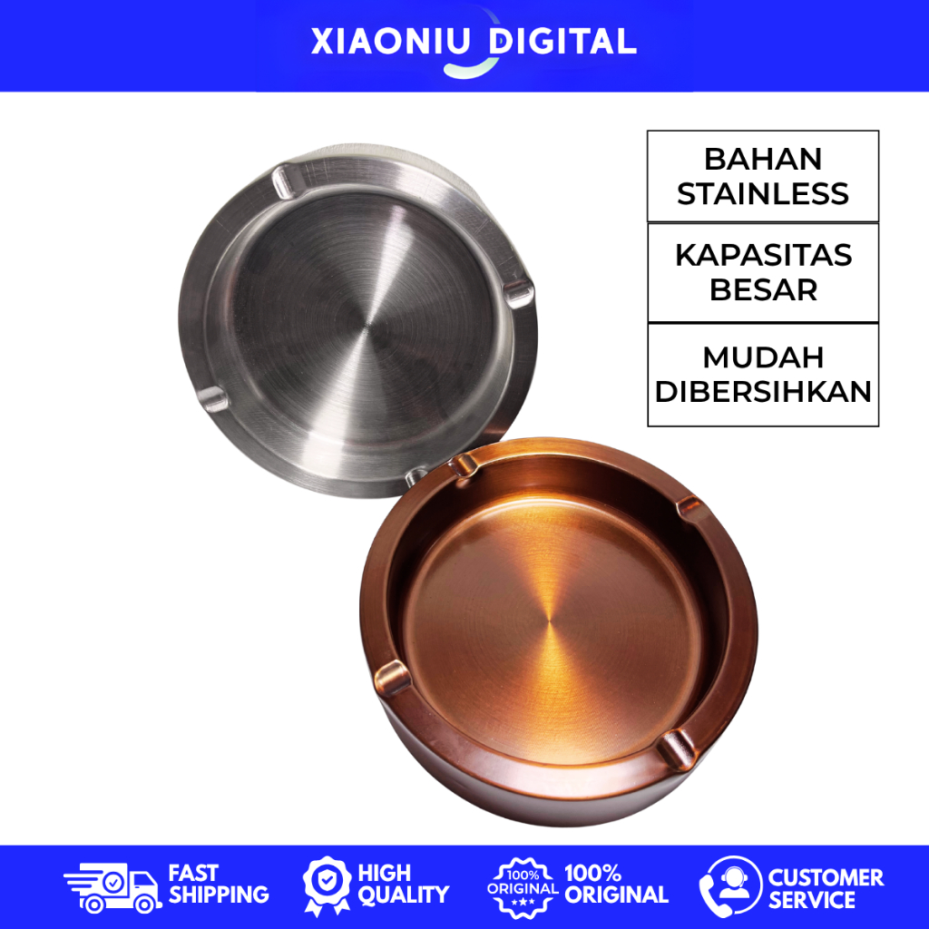 [Stainless Steel] Asbak Tebal Kapasitas Besar Mudah Dibersihkan Untuk [Rumah Cafe Restoran]