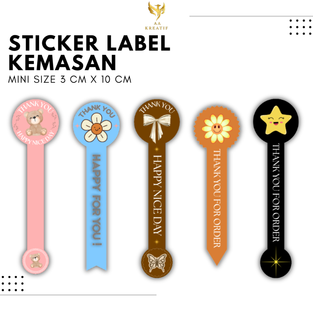 (ISI 65 PCS) Stiker Terima Kasih Panjang | Label Segel Untuk Makanan & Parcel