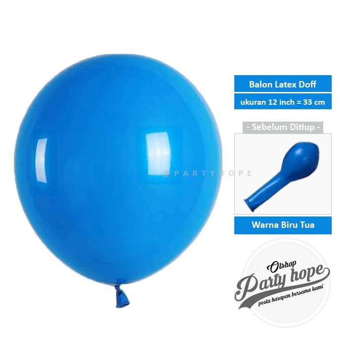 Balon Doff Biru Tua / Balon Latex Doff Dekorasi Warna Biru Tua / Balon Doff 12 Inch