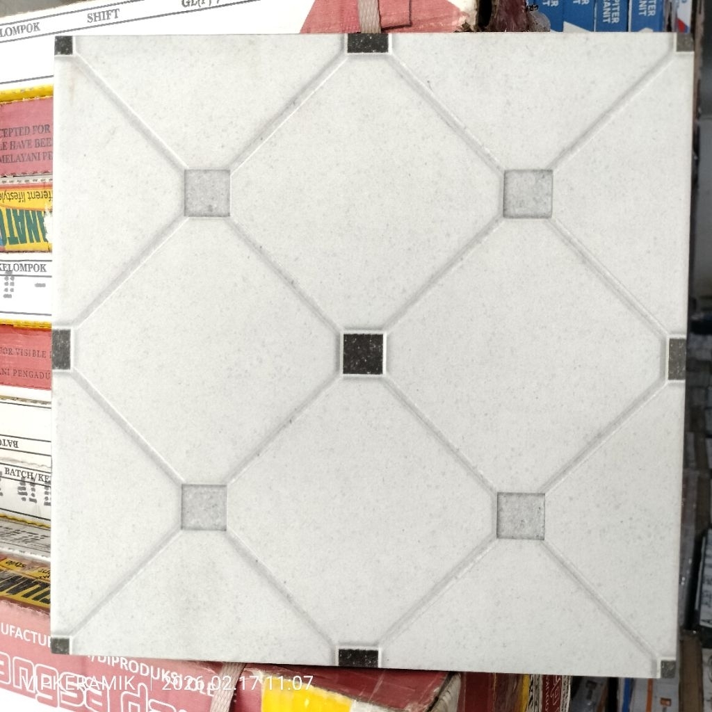 KERAMIK LANTAI KASAR KAMAR MANDI ASIA TILE RIO WHITE 25X25 KW1