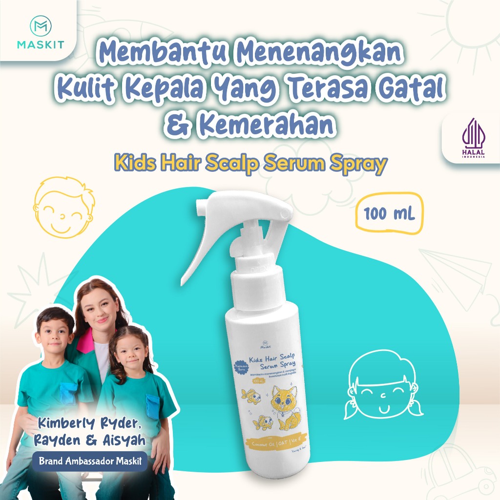 Kids Hair Scalp Serum Spray Anti Ketombe Anak - Anti Gatal Ketombe & Kerak Keringat Rambut Kepala - 