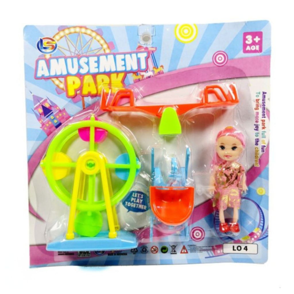 Set mainan anak amusement park set taman bermain anak mini mainan jungkat jungkit rocking horse bian