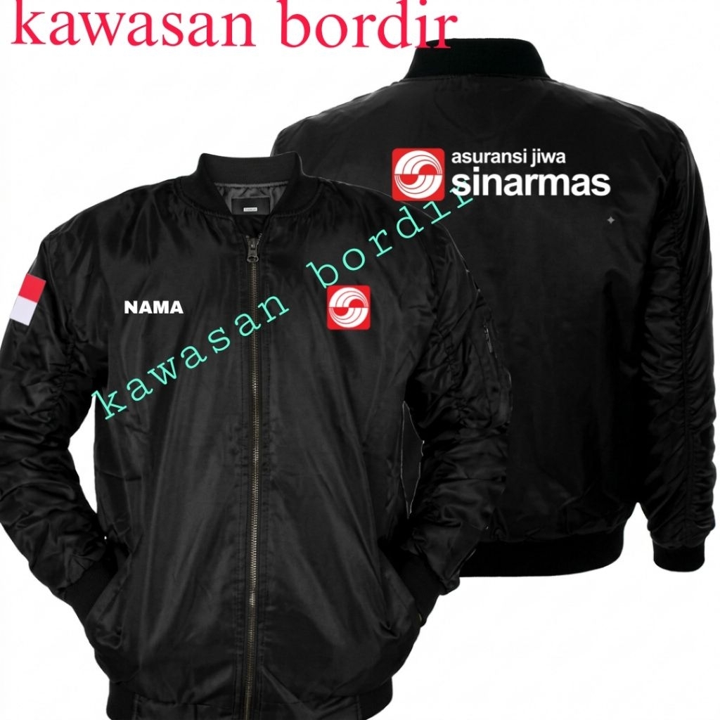 Terbaru jaket Sinarmas asuransi jiwa bomber Sinarmas asuransi jiwa full bordir bisa custom tulisan..