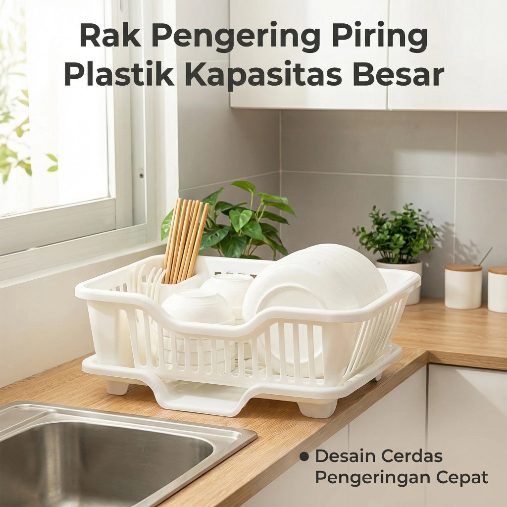 Keranjang tiris mudah kering  Rak Cuci Piring Tempat Piring Basah Serbaguna Rak Piring Plastik