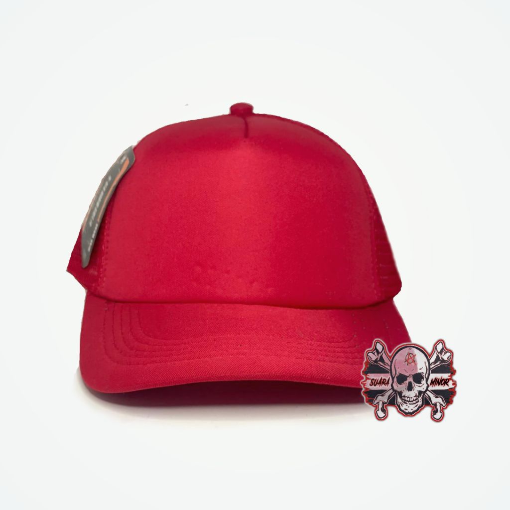 topi jaring trucker polos merah