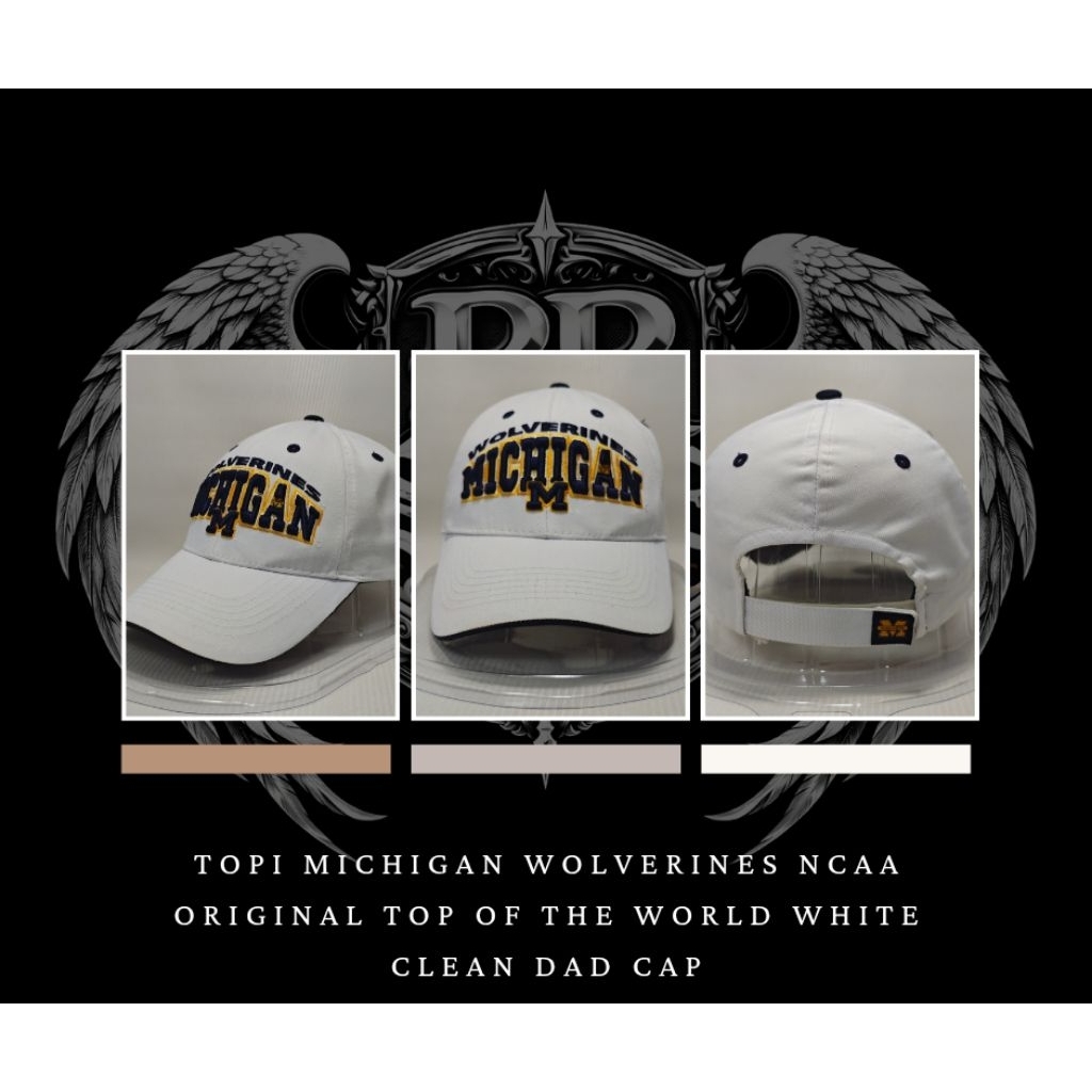 Topi Michigan Wolverines NCAA Original Top Of The World White Clean Dad Cap