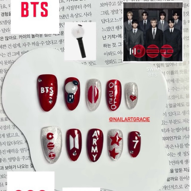 press on nails BTS bts arirang kuku palsu nail art fashion jimin jungkook kpop bts