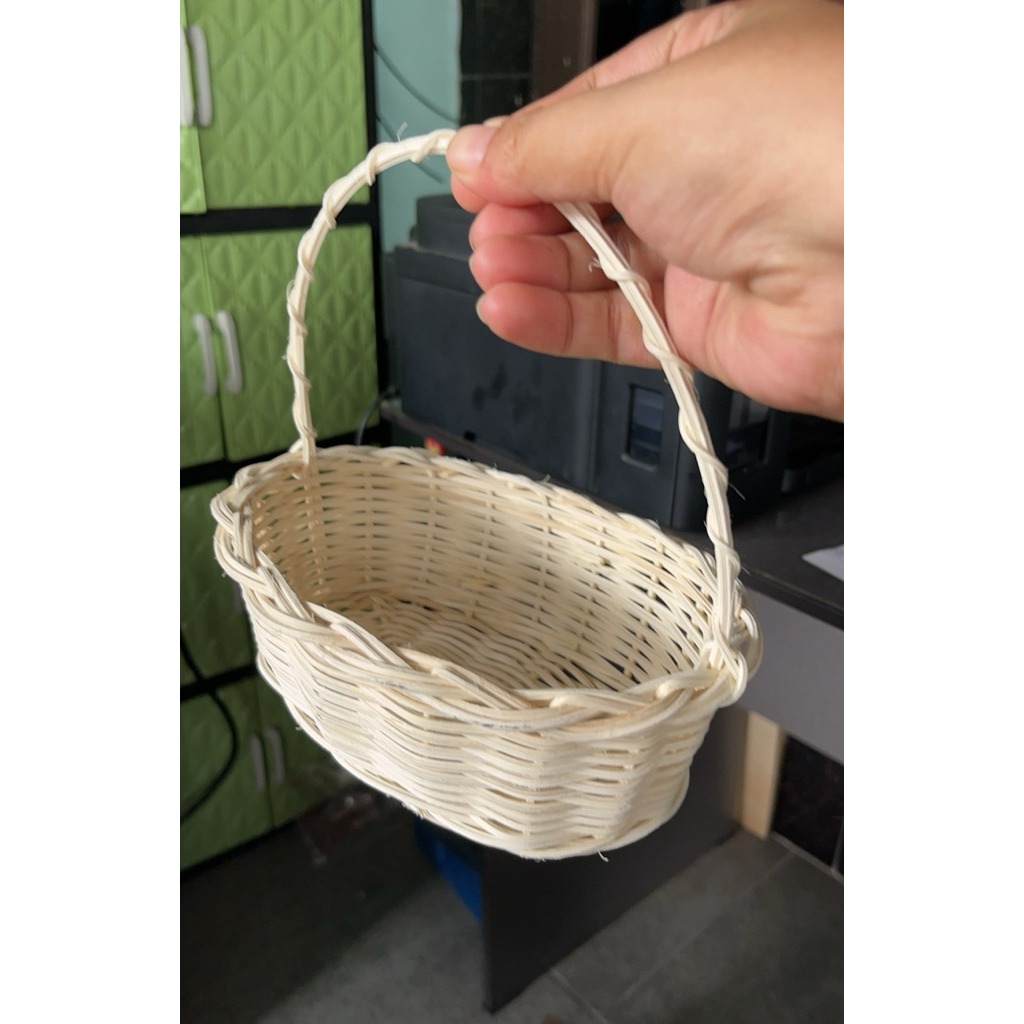 Keranjang rotan Oval Mini keranjang telur Paskah keranjang tabur bunga keranjang mini serbaguna