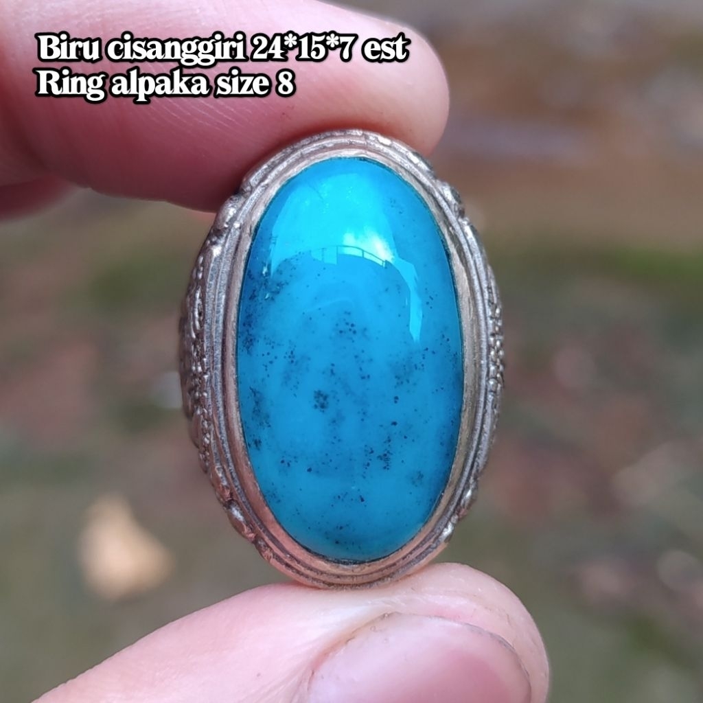 (BISA COD) Natural Cincin Batu Akik Biru garut cisanggiri
