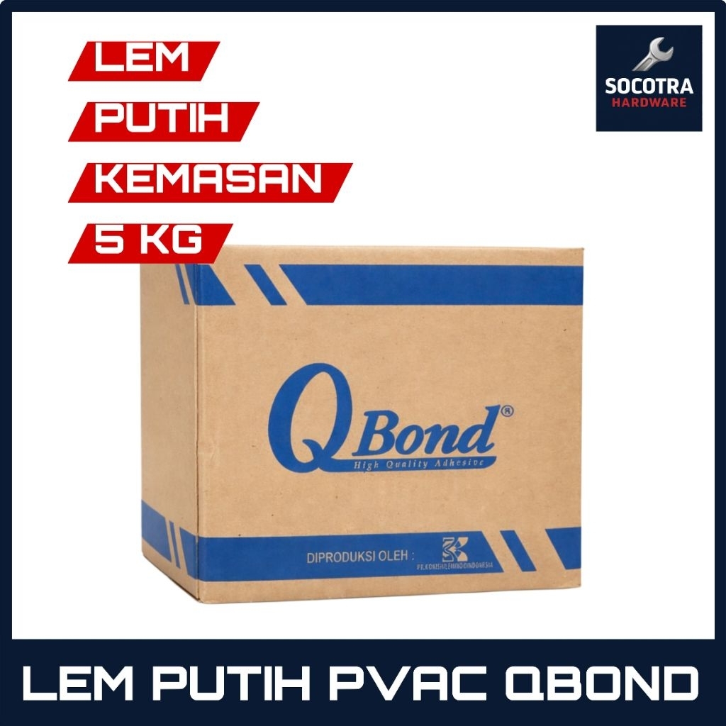 Lem Putih PVAc Qbond Kemasan 5 Kg | Lem Kayu & Kertas Lem Serbaguna | Lem Putih 5Kg Qbond