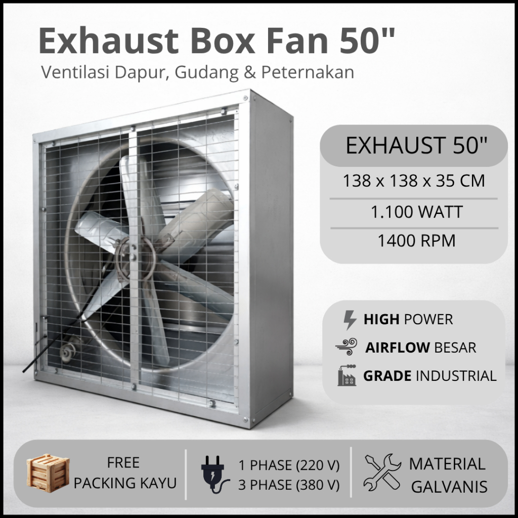 [ BEST SELLER ] EXHAUST BOX FAN 50 INCH GALVANIS -  Cocok untuk kandang ayam || Industrial || Restor