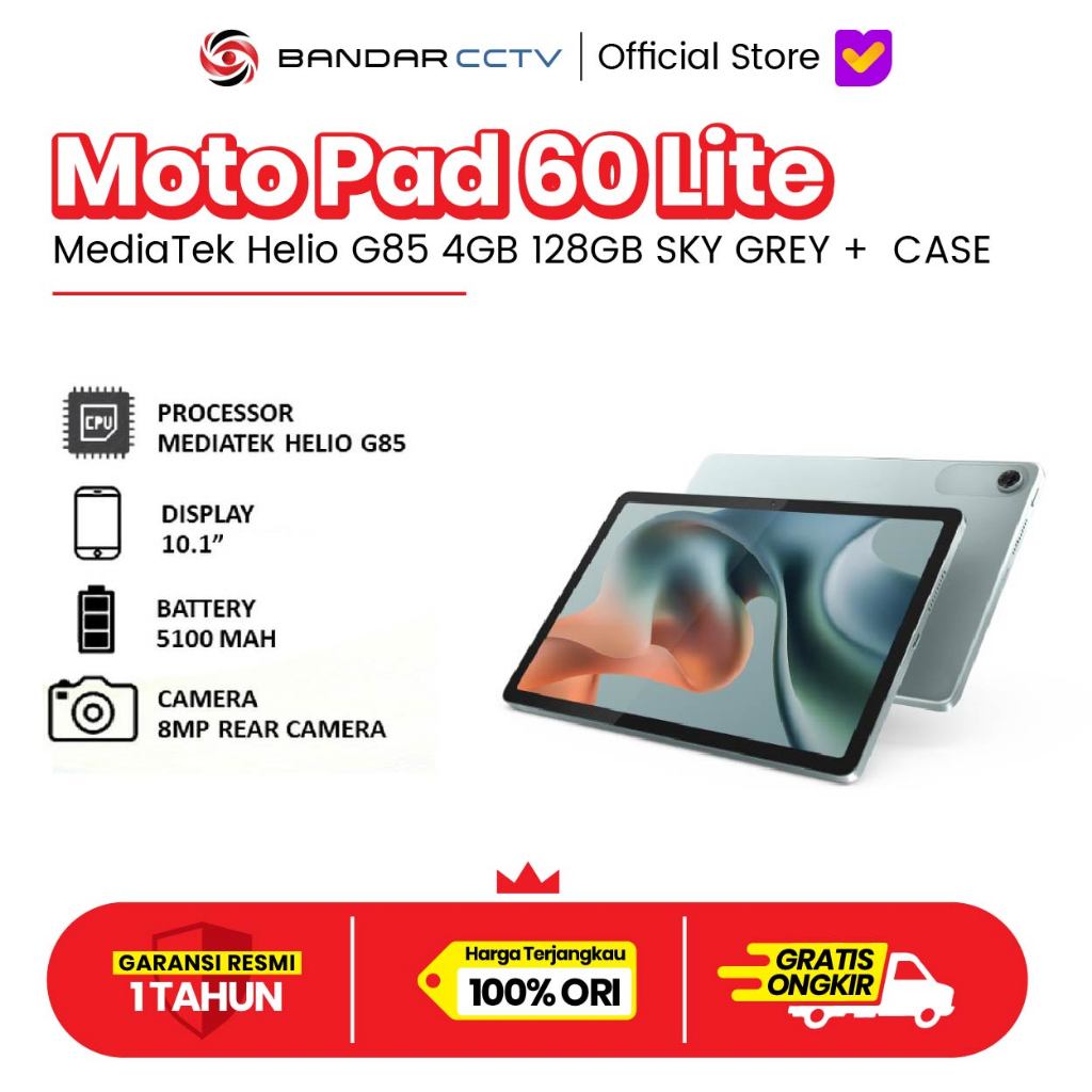Lenovo Tablet Motorola Motopad 4GB 128GB - Sky Grey (Free Case)