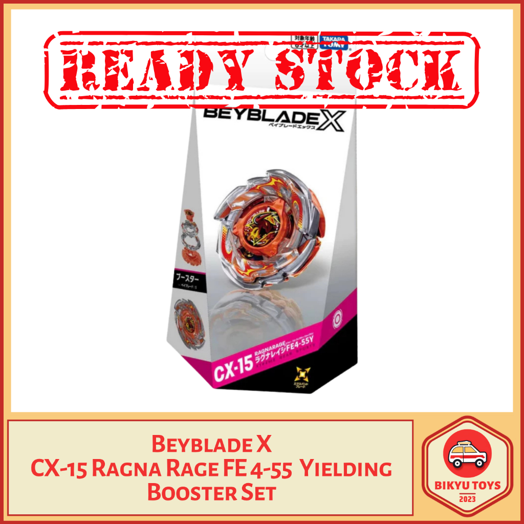 Beyblade X CX-15 Ragna Rage FE Flow Erase 4-55 Bit Yielding Takara Tomy Booster Set