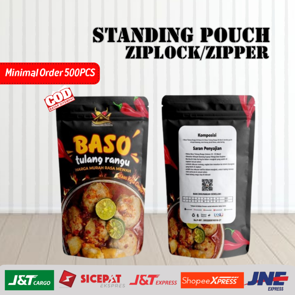 Cetak Kemasan Custom Standing Pouch Zipper/Ziplock