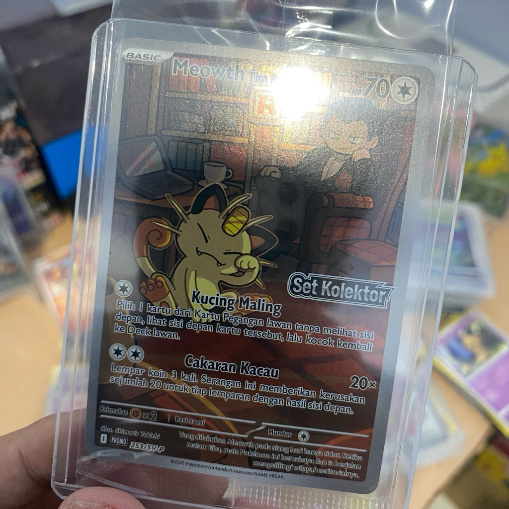 Meowth Tim Rocket 253/SV-P Promo TCG Pokemon Set Collector Kehadiran Juara 2025 Bahasa Indonesia