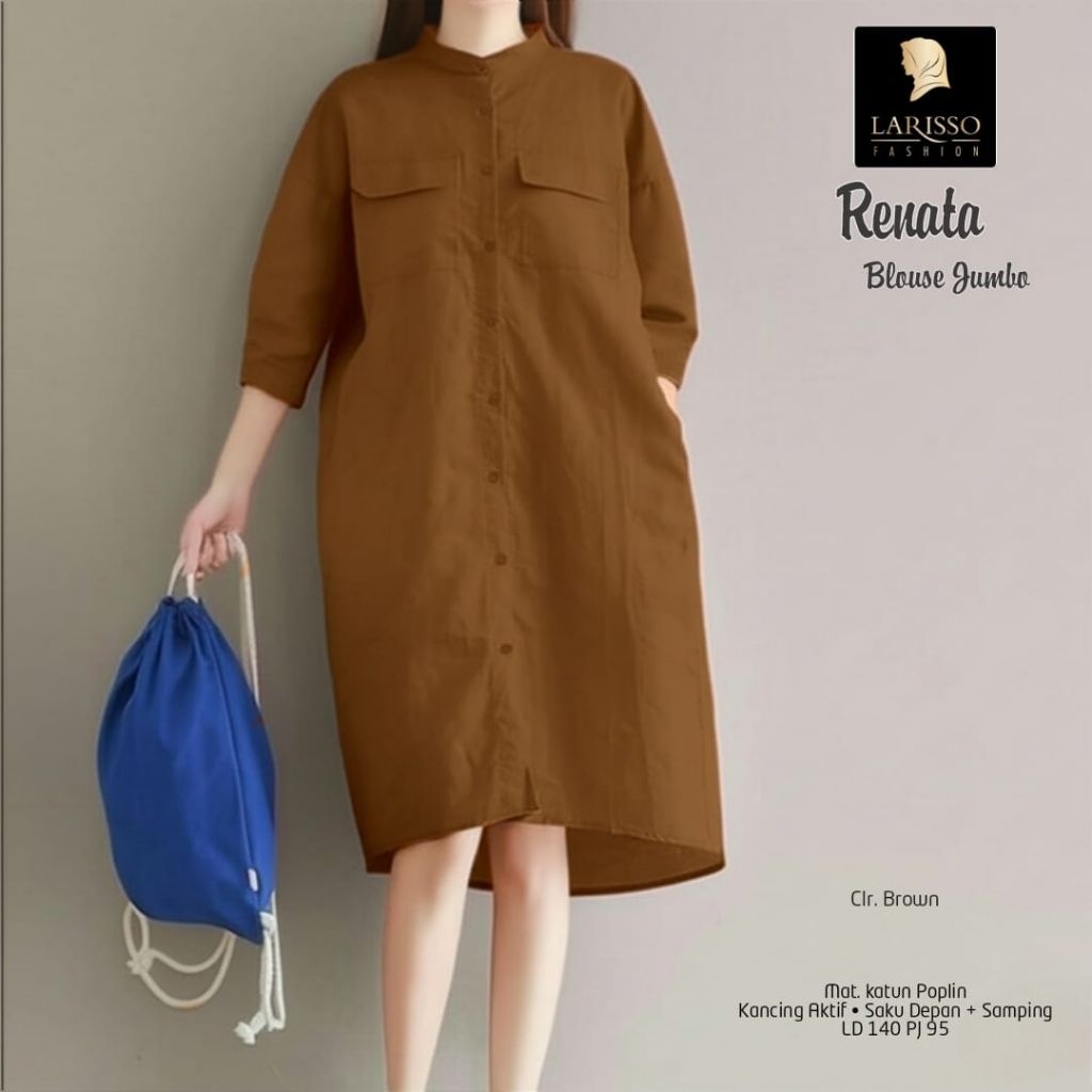 RENATA TUNIK JUMBO LD 140 KATUN POPLIN ATASAN WANITA MUSLIM OVERSIZE TERBARU KEKINIAN