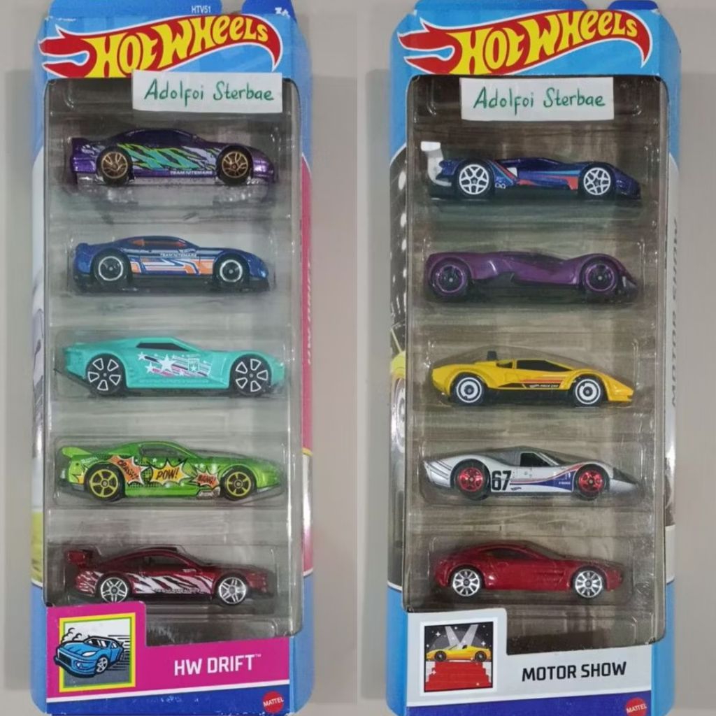 hotwheels hot wheels gift pack isi 5 hw drift  '13 ford mustang gt '17 camaro zl1 bullet proof custo