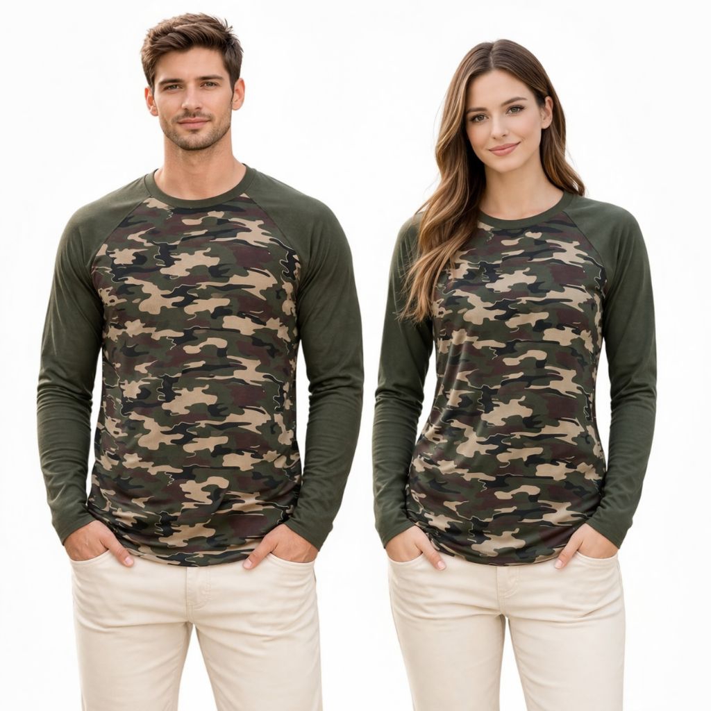 kaos reglan polos lengan panjang DORENG/ARMY pria wanita dewasa  unisex uk m l xl xxl