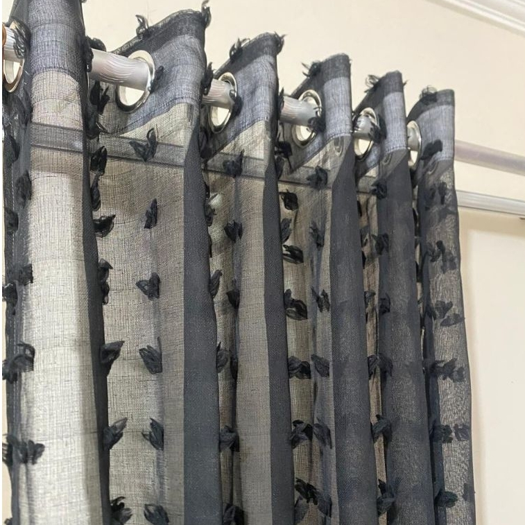 Gorden Vitrase Hitam Polos | Tirai Jendela | Transparan Elegan | Gorden Siang Minimalis Modern Anti 