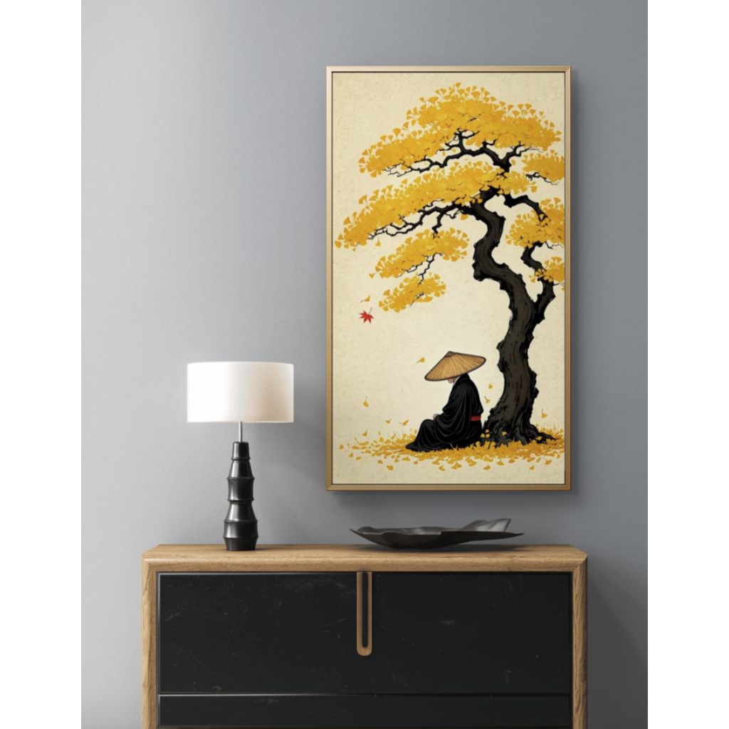 Lukisan Aesthetic Pohon Jepang Minimalis Hiasan Dinding Modern