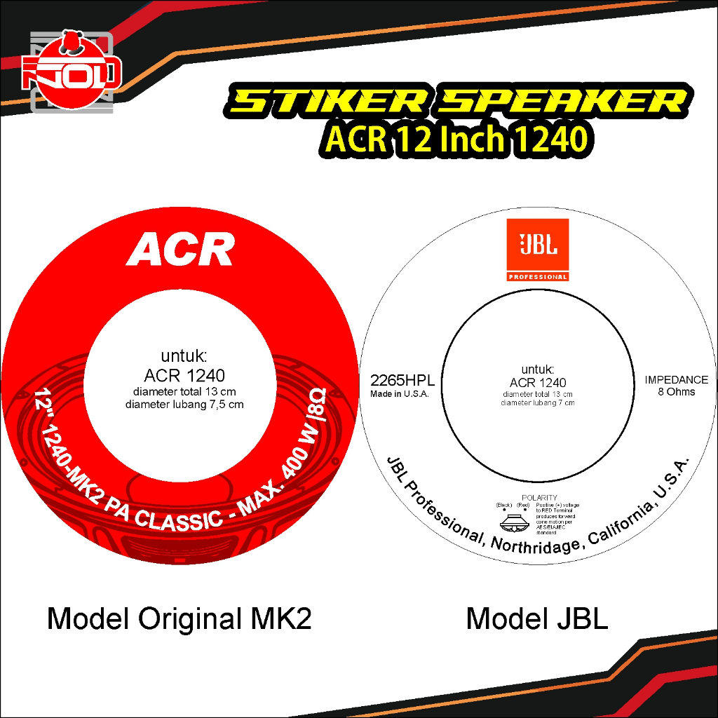 Stiker Speaker ACR 1240 12 Inch